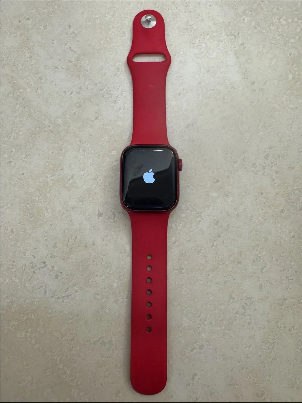 Apple Watch with Red Sport Band